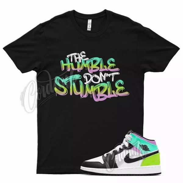 Black HUMBLE T Shirt for Air J1 1 Mid Pastel Volt Green Glow Tropical Twist Jezsport.com