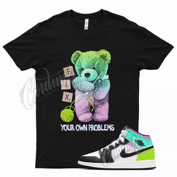 Black FIX T Shirt for Air J1 1 Mid Pastel Volt Green Glow Tropical Twist Jezsport.com