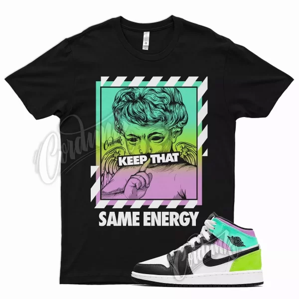 Black ENERGY T Shirt for Air J1 1 Mid Pastel Volt Green Glow Tropical Twist Jezsport.com