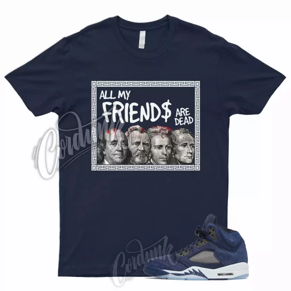 PREZ T Shirt for 5 Midnight Navy Black Football Grey Georgetown 1 3 11 Dunk, FD6812-400 Jezsport.com