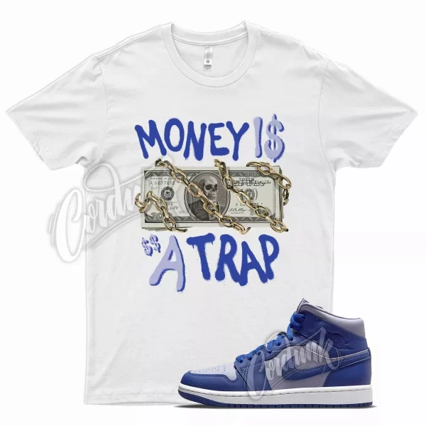 White TRAP T Shirt for Air J1 Mid Iron Purple Deep Royal Blue Aqua Hyper Jezsport.com