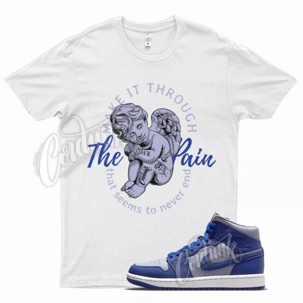 White TP T Shirt for Air J1 Mid Iron Purple Deep Royal Blue Aqua Hyper Jezsport.com