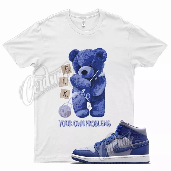 White FIX T Shirt for Air J1 Mid Iron Purple Deep Royal Blue Aqua Hyper Jezsport.com