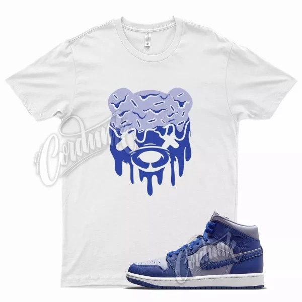 White DRIPPY T Shirt for Air J1 Mid Iron Purple Deep Royal Blue Aqua Hyper Jezsport.com