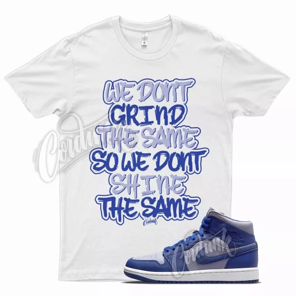 White GRIND T Shirt for Air J1 Mid Iron Purple Deep Royal Blue Aqua Hyper Jezsport.com