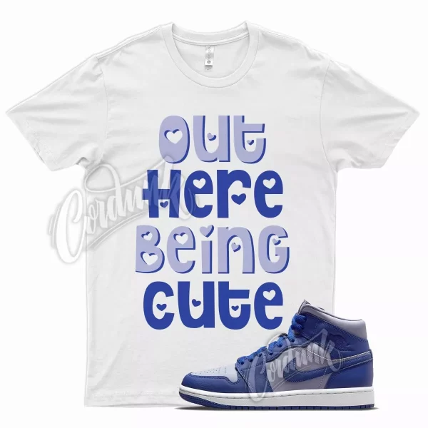 White CUTE T Shirt for Air J1 Mid Iron Purple Deep Royal Blue Aqua Hyper Jezsport.com