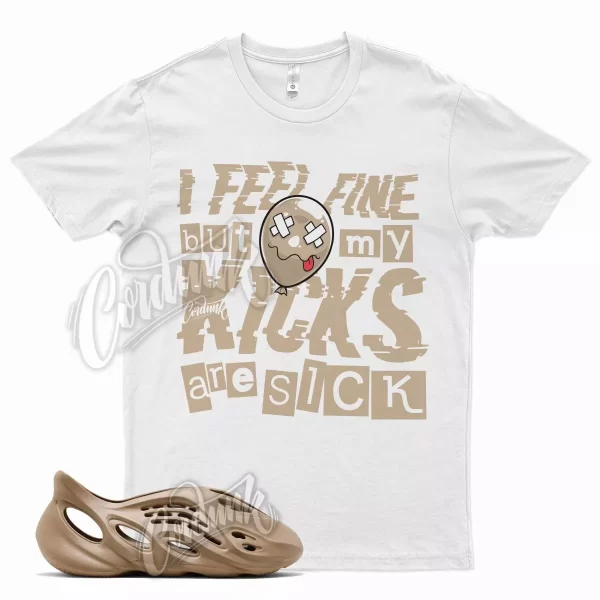 White SICK V2 T Shirt for YZ Foam Runner Ochre YZY Brown Tan Clay Jezsport.com