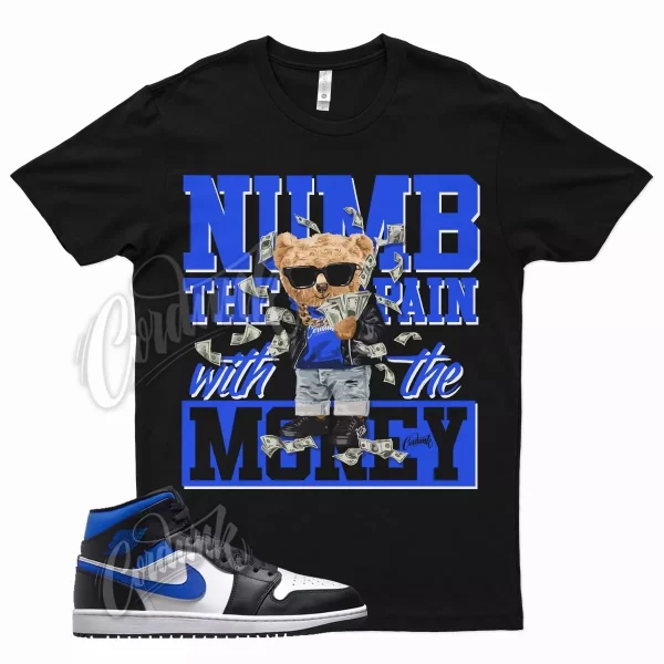 Black NUMB T Shirt for Air J1 1 Mid Racer Blue White Hyper Game Royal Jezsport.com