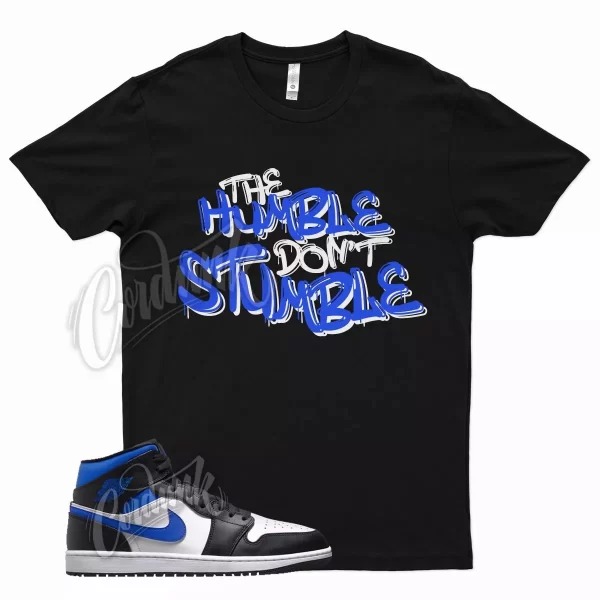 Black HUMBLE T Shirt for Air J1 1 Mid Racer Blue White Hyper Game Royal Jezsport.com