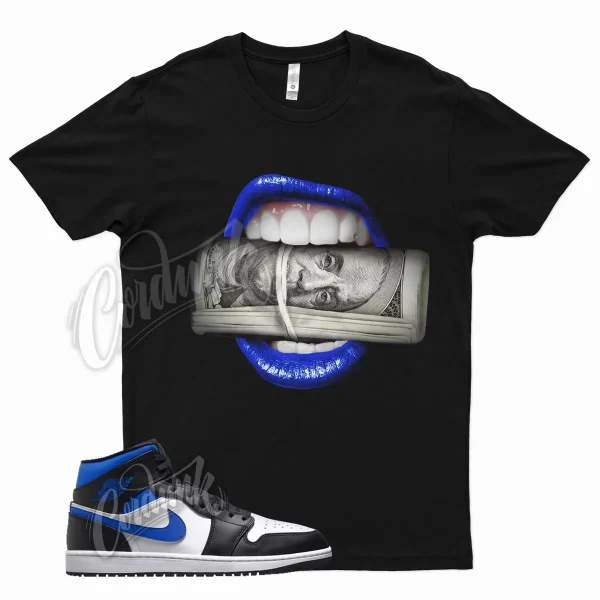 Black ROLL T Shirt for Air J1 1 Mid Racer Blue White Hyper Game Royal Jezsport.com