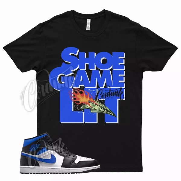 Black LIT T Shirt for Air J1 1 Mid Racer Blue White Hyper Game Royal Jezsport.com