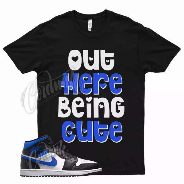 Black CUTE T Shirt for Air J1 1 Mid Racer Blue White Hyper Game Royal Jezsport.com