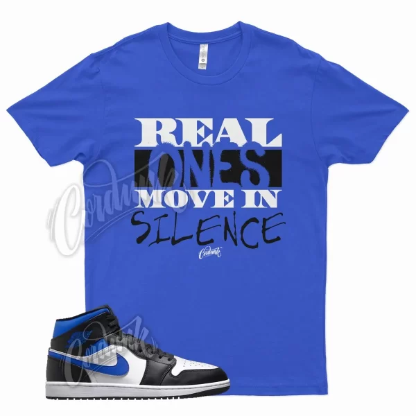 Blue REAL T Shirt for Air J1 1 Mid Racer Blue White Hyper Game Royal Jezsport.com