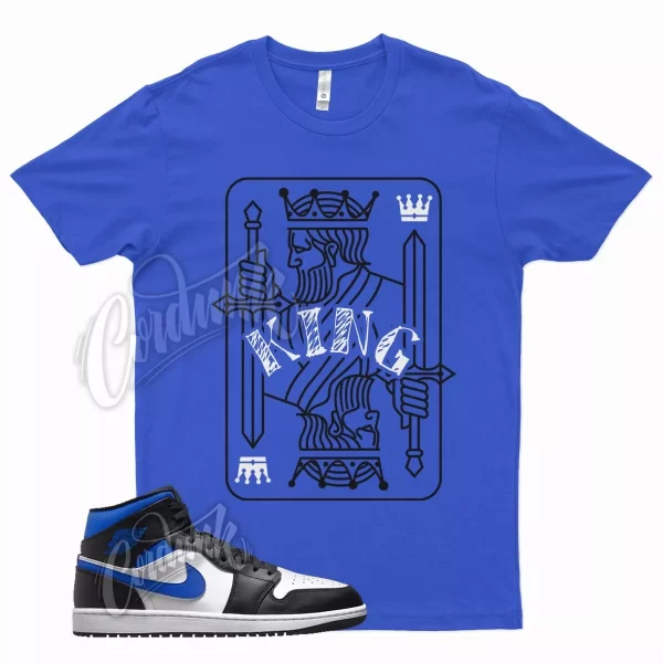 Blue KING T Shirt for Air J1 1 Mid Racer Blue White Hyper Game Royal Jezsport.com