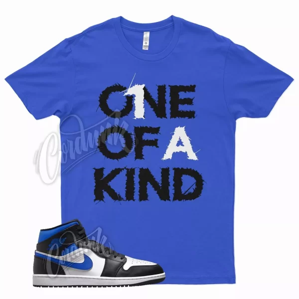 Blue 1OAK T Shirt for Air J1 1 Mid Racer Blue White Hyper Game Royal Jezsport.com