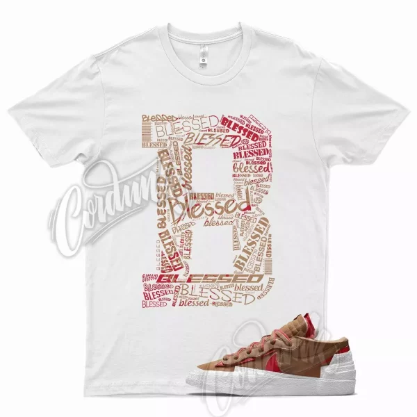 White BLESSED T Shirt for N Blazer Low Light British Tan University Red Jezsport.com