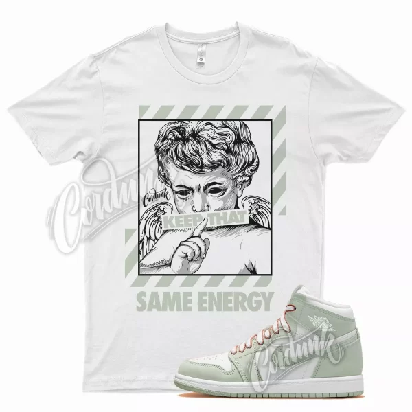 White ENERGY T Shirt for Air J1 1 Seafoam Green Pale Light WMNS Blazer Jezsport.com