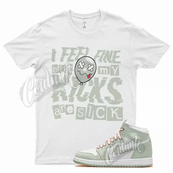 White SICK V2 T Shirt for Air J1 1 Seafoam Green Pale Light WMNS Blazer Jezsport.com