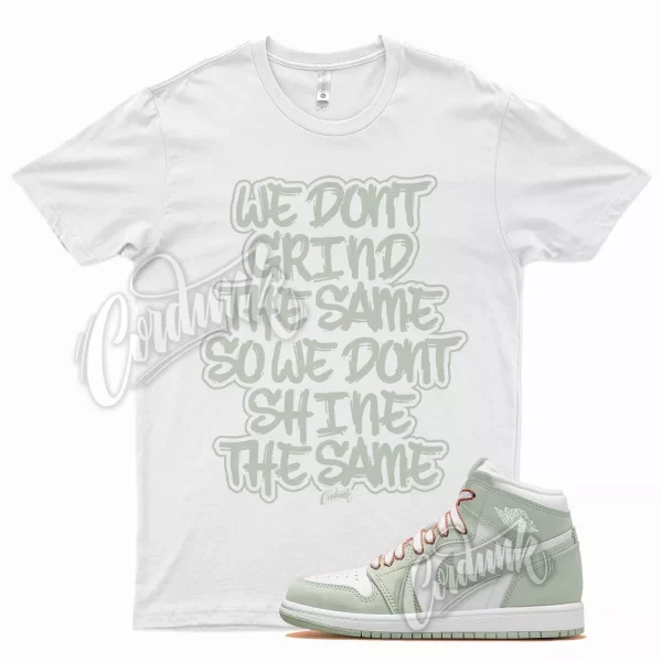 White GRIND T Shirt for Air J1 1 Seafoam Green Pale Light WMNS Blazer Jezsport.com