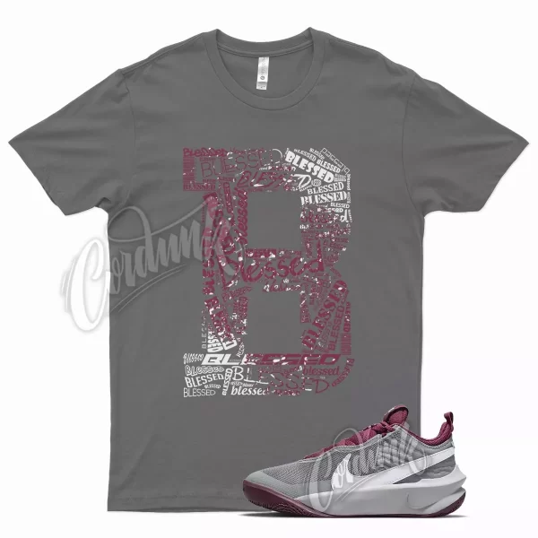 Grey BLESSED T Shirt for N Team Hustle D 10 Smoke Dark Beetroot Violet Jezsport.com