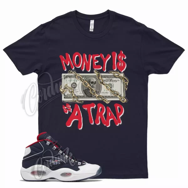 Navy TRAP T Shirt for Question Mid Ftwr White Vector Red Blue Jezsport.com