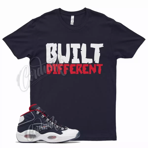 Navy BUILT T Shirt for Question Mid Ftwr White Vector Red Blue Jezsport.com