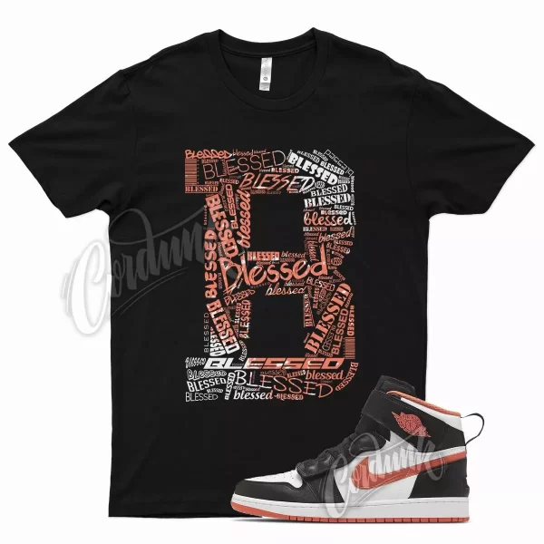 Black BLESSED T Shirt for J1 1 Hi FlyEase Turf Orange Black 90 270 Jezsport.com