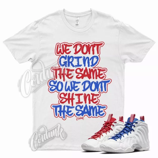 White GRIND Shirt for N Little Posite Foamposite Royal Blue University Red Jezsport.com