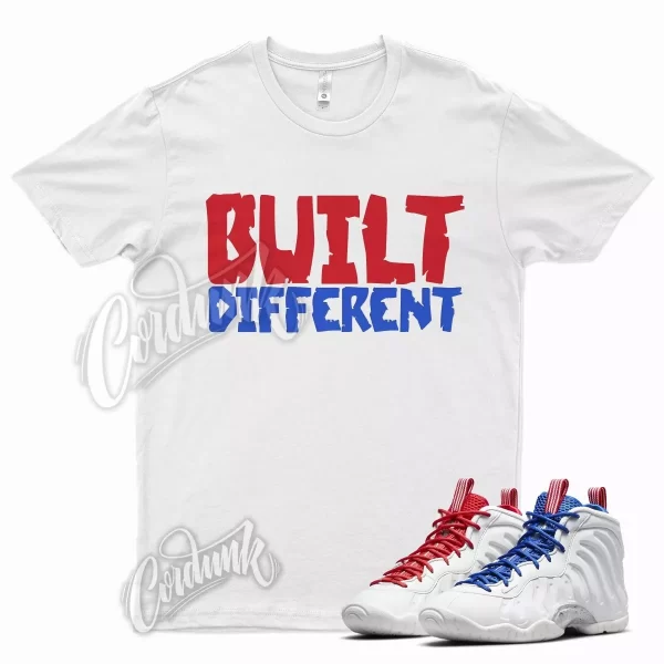 White BUILT Shirt for N Little Posite Foamposite Royal Blue University Red Jezsport.com