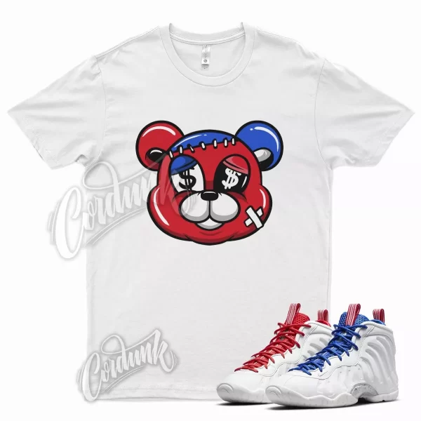 White STITCH Shirt for N Little Posite Foamposite Royal Blue University Red Jezsport.com