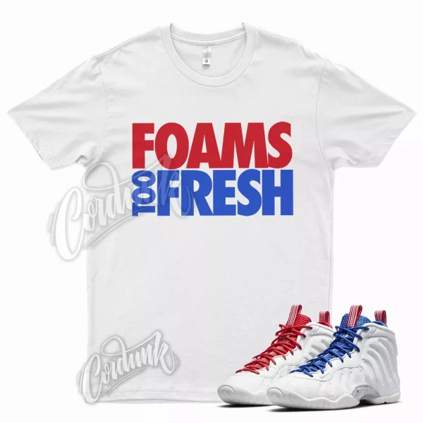 White FOAMS Shirt for N Little Posite 1 Foamposite Royal Blue University Red Jezsport.com