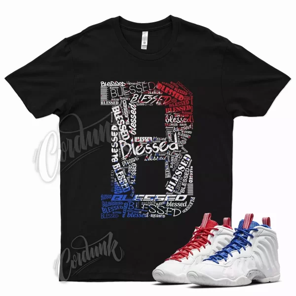 Black BLESSED Shirt for N Little Posite Foamposite Royal Blue University Red Jezsport.com