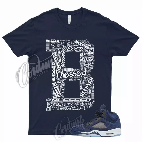 BLESSED T Shirt for 5 Midnight Navy Black Football Grey Georgetown 1 3 11 Dunk Jezsport.com