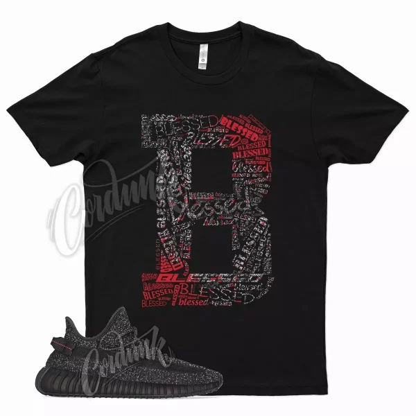 Black BLESSED T Shirt for YZ Boost 350 V2 Static Black RF Triple Vanta 700 Jezsport.com