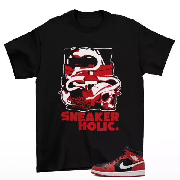 Sneaker Holic Shirt Black to Match Jordan 1 Mid Black Gym Red DQ8426-061 Jezsport.com