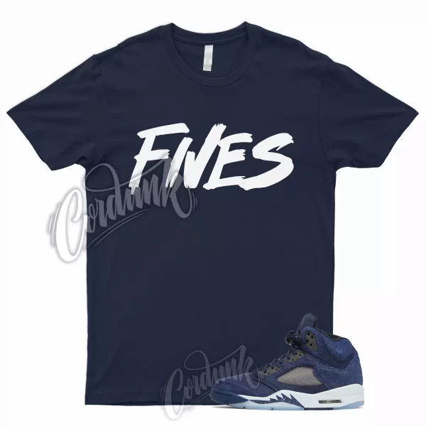 FIVES T Shirt for 5 Midnight Navy Black Football Grey Georgetown 1 3 11 Dunk Jezsport.com