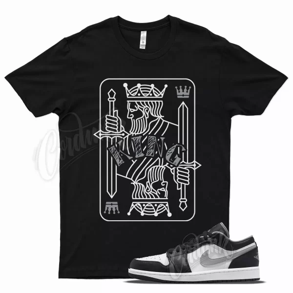 Black KING T Shirt for Air J1 1 Low Black White Particle Grey Jezsport.com