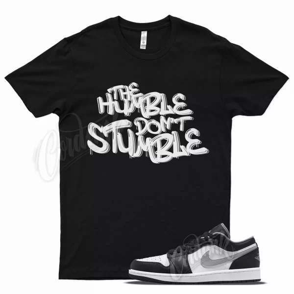 Black HUMBLE T Shirt for Air J1 1 Low Black White Particle Grey Jezsport.com