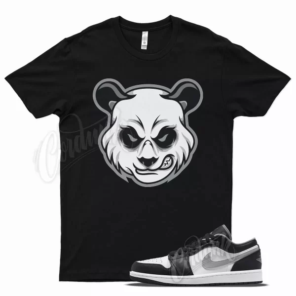 Black PANDA T Shirt for Air J1 1 Low Black White Particle Grey Jezsport.com