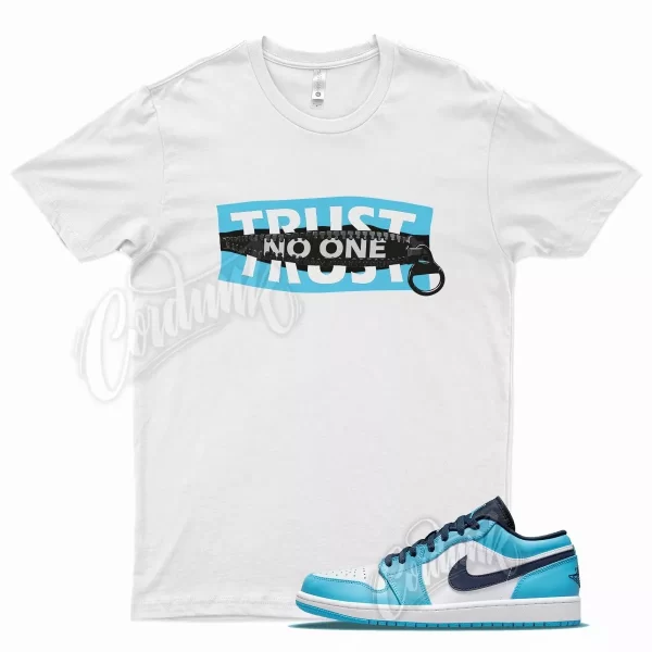 White TRUST T Shirt for Air J1 1 Low UNC Dark Powder Blue Obsidian White Jezsport.com