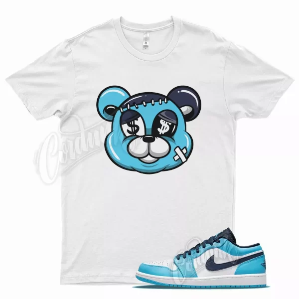 White STITCH T Shirt for Air J1 1 Low UNC Dark Powder Blue Obsidian White Jezsport.com