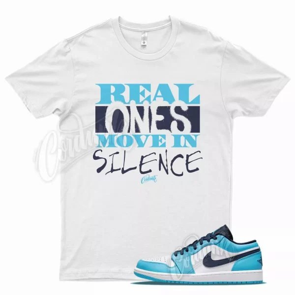 White REAL T Shirt for Air J1 1 Low UNC Dark Powder Blue Obsidian White Jezsport.com