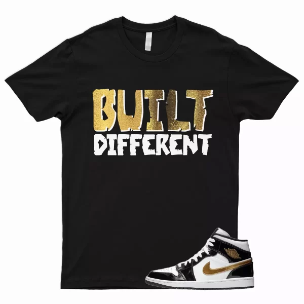 BUILT T Shirt for 1 Mid Patent Black White Metallic Gold NRG Top 3 Dunk High Jezsport.com