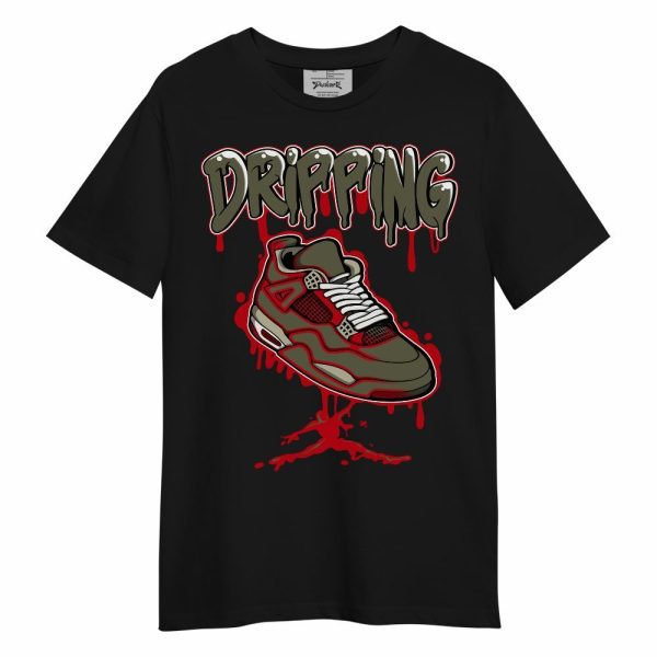 Low OG Medium Olive 1s Shirt - Dripping Shoe 4S Graphic Unisex Shirt Matching Jordan Shirt Jezsport.com