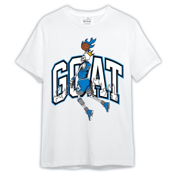 Industrial Blue 4s Shirt, G.O.A.T Skeleton Fire Military Blue 4s Shirt Outfit Matching Jordan Shirt Jezsport.com