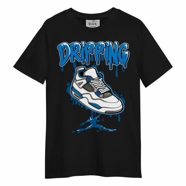 Industrial Blue 4s Shirt - Dripping Shoe 4S Graphic Unisex Shirt Matching Jordan Shirt Jezsport.com