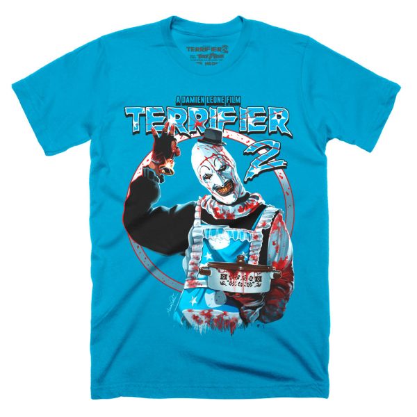 Terrifier 2 Dinner Is Served Electric Blue T-ShirtFunny Halloween Shirt For Halloween Jezsport.com