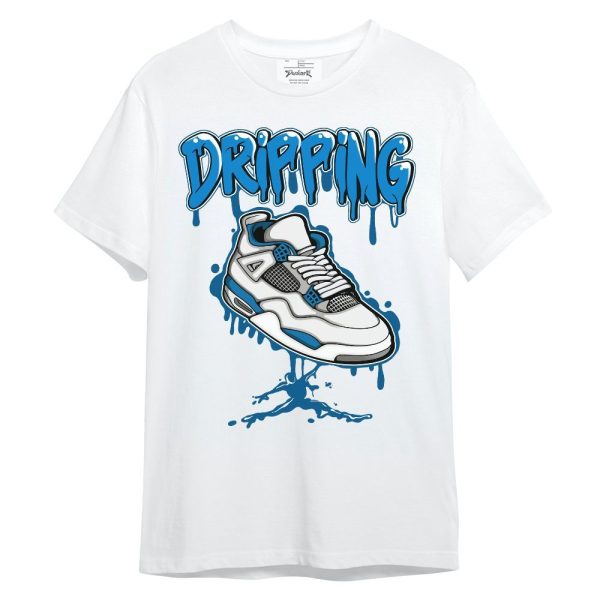 Industrial Blue 4s Shirt - Dripping Shoe 4S Graphic Unisex Shirt Matching Jordan Shirt Jezsport.com