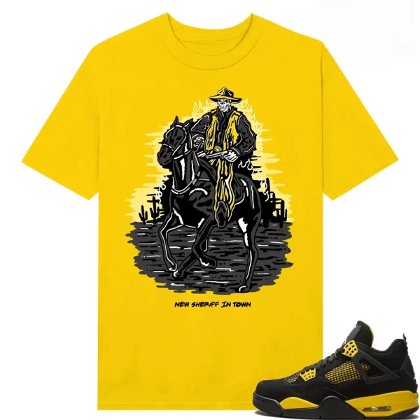 Thunder Jordan 4s shirts to match Sneaker Match Tees Yellow "New Sheriff", Matching Jordan Shirt Jezsport.com