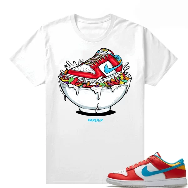 Fruity Pebbles Dunk Sneaker Match Tees White "Fruity Pebbles Bowl", Matching Jordan Shirt Jezsport.com